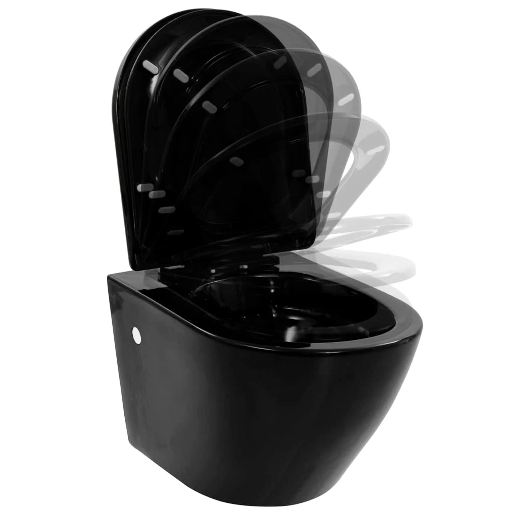 WC sospeso senza brida vaso in ceramica nero 02_0003588