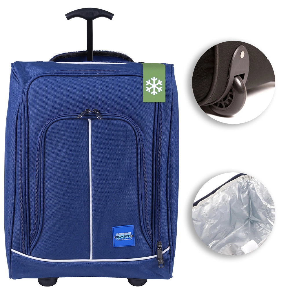 Trolley Frigo Viaggio Valigia Morbida Bagaglio Mano Refrigerante Blu 30x20x50cm