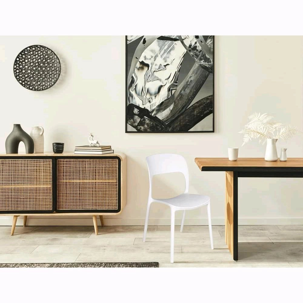 Set 2 Sedie Impilabili in polipropilene 83x56x46 cm Colore Bianco Design Moderno VALENTINA