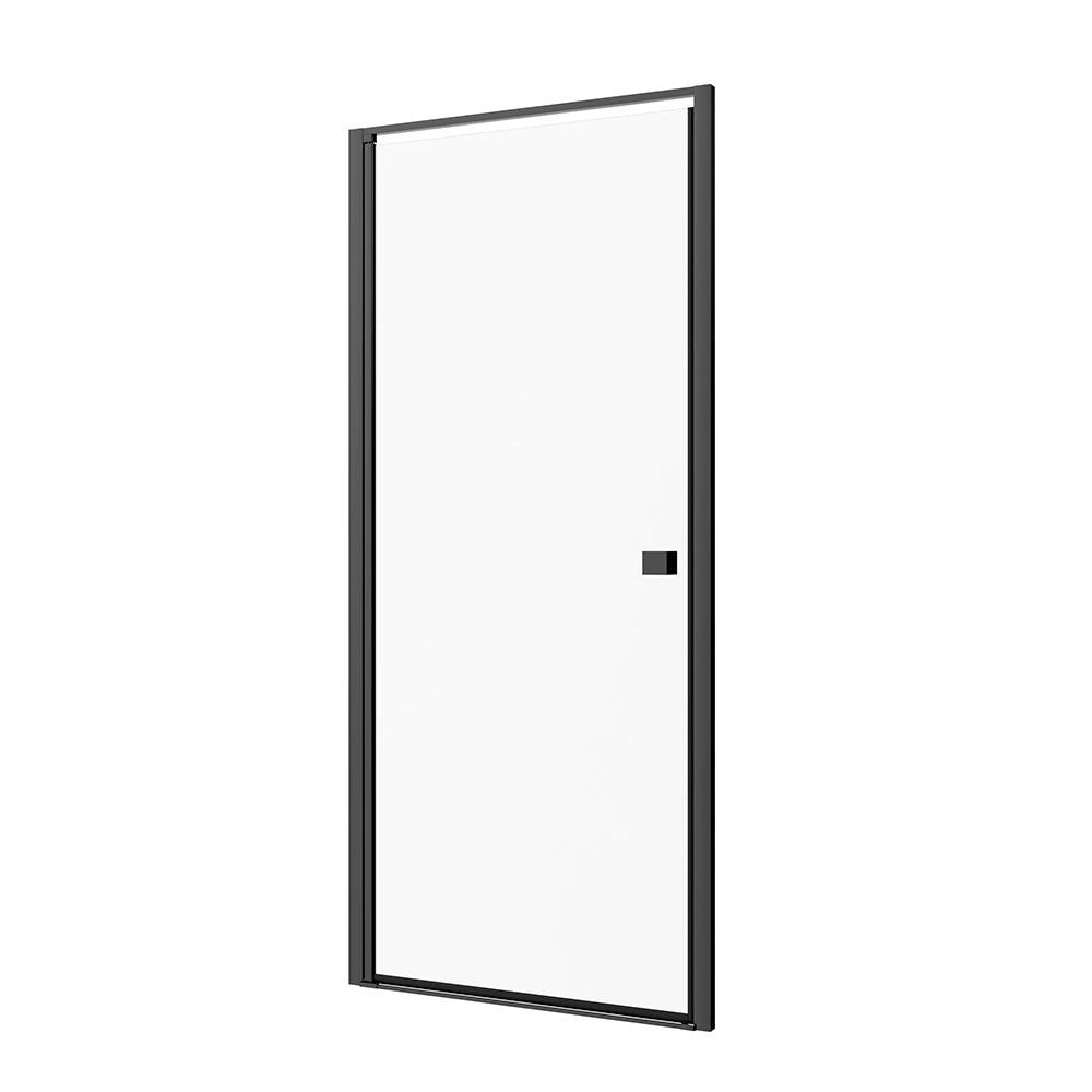 Porta doccia 90cm apertura a battente con profili nero opaco e vetro da 8mm trasparente h195 | Bahamas