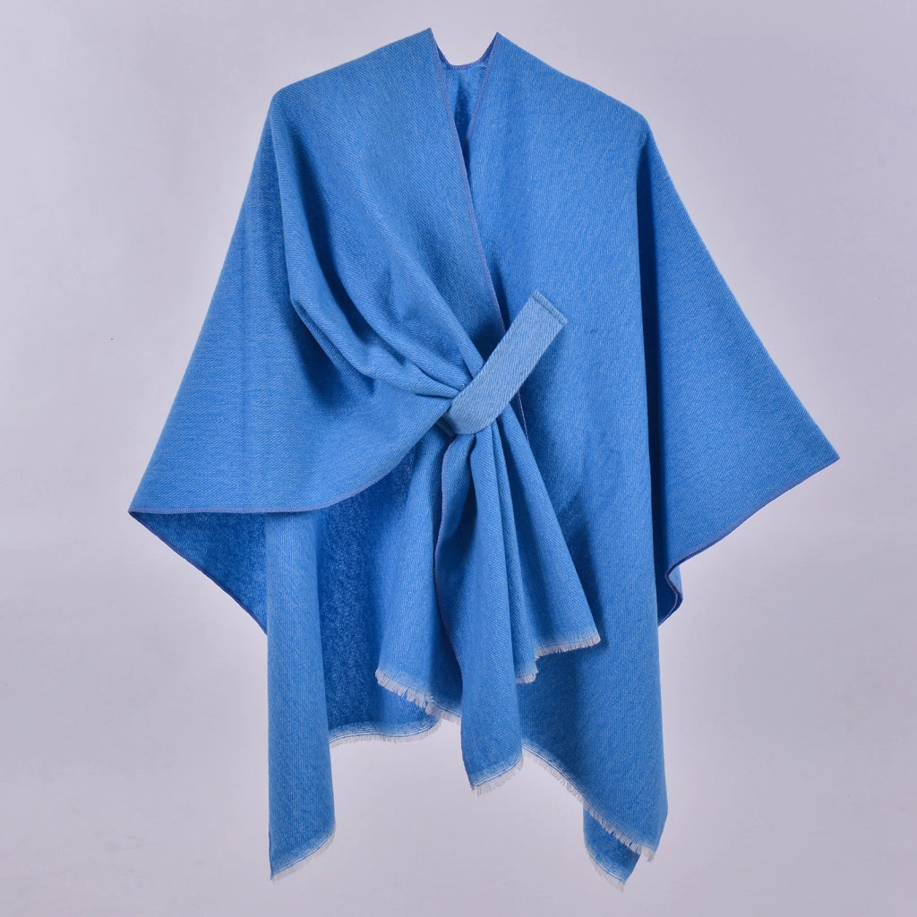 Nuovo mantello caldo da donna, semplice scialle in cashmere a tinta unita con spacco su entrambi i lati