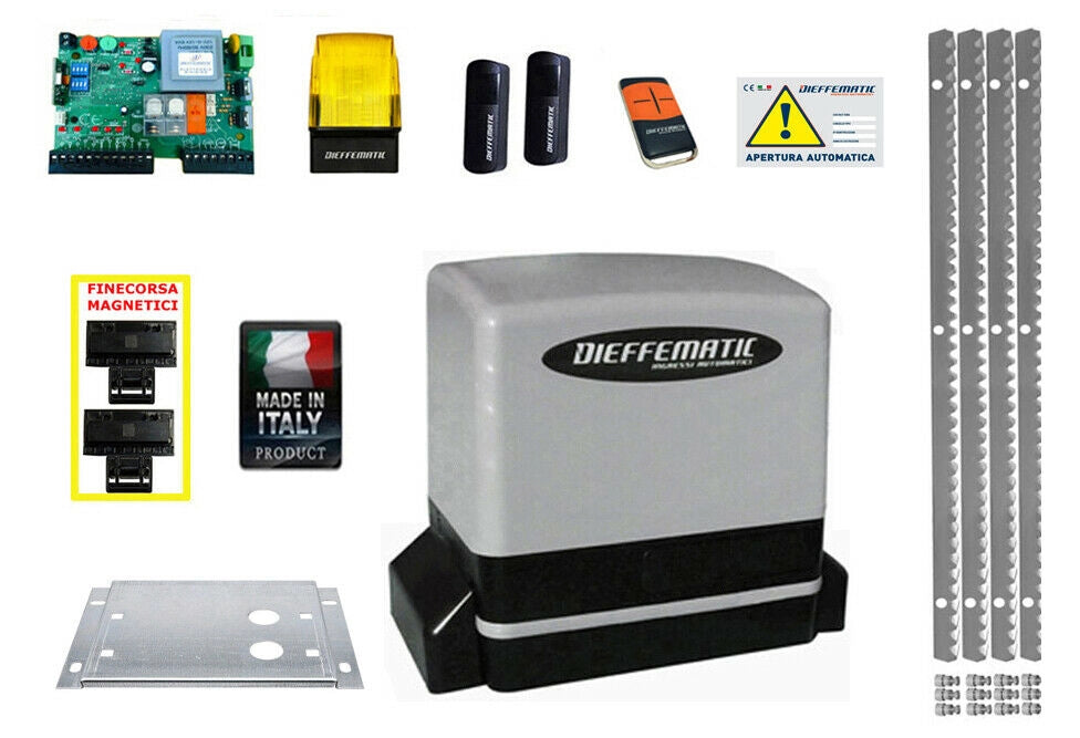 Kit Motore Automazione Cancello Scorrevole Automatico 4 Mt Cremagliera Zincata