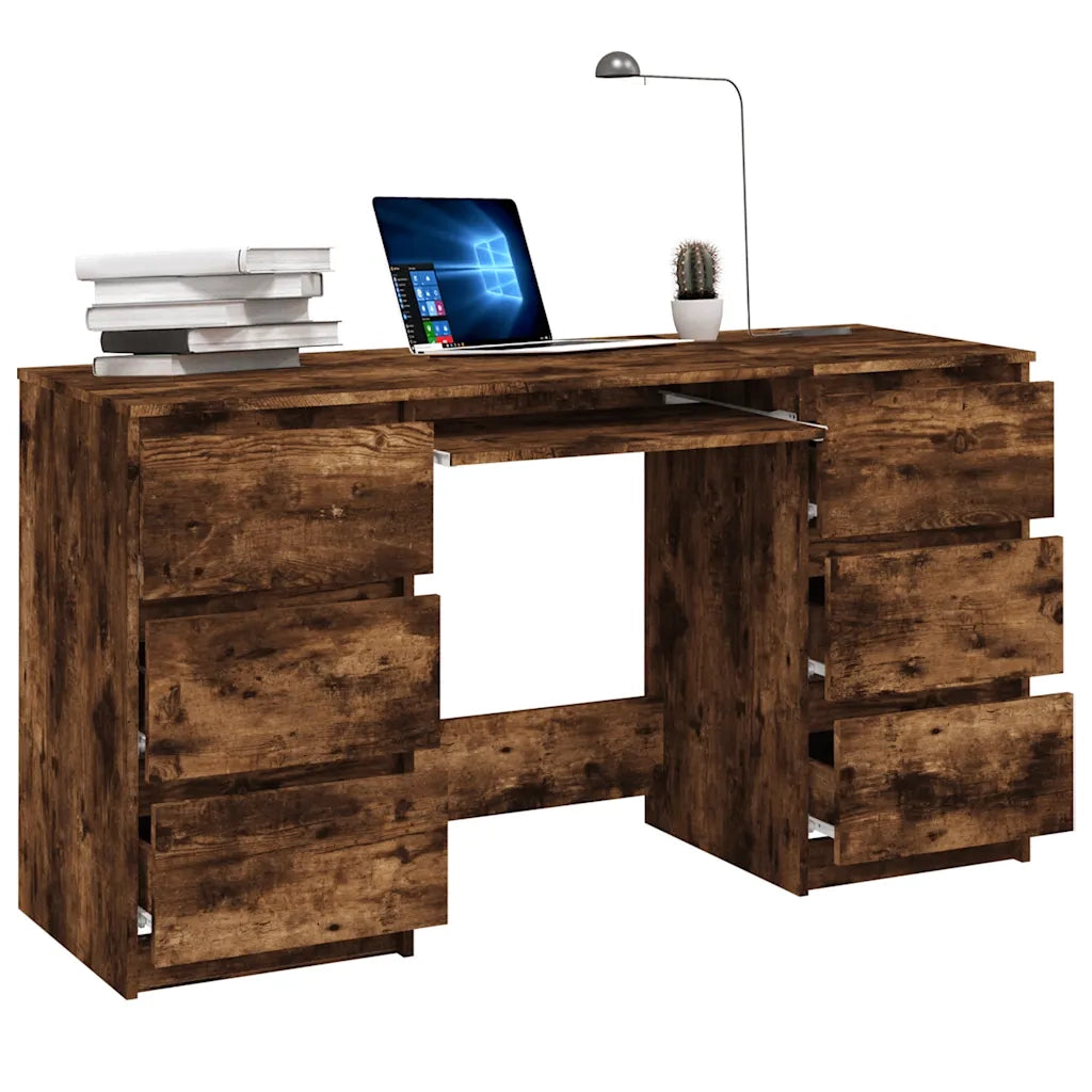 Scrivania | Tavolo da Ufficio Rovere Fumo 140x50x77 cm in Legno Multistrato