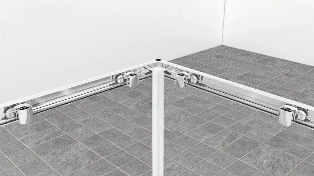 Box doccia angolare 120x120 cm con ante scorrevoli in cristallo temperato 6mm H 195 cm AMBRA Cromato