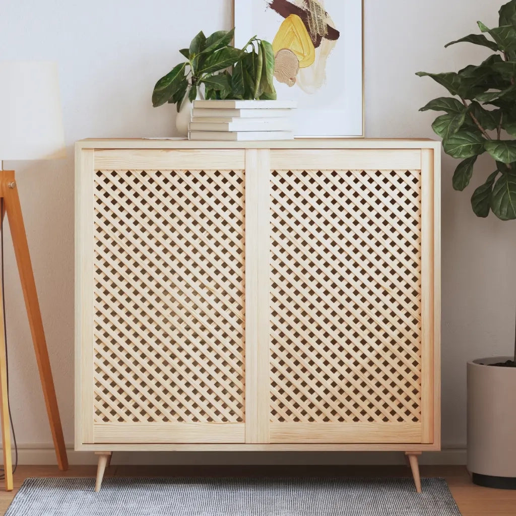 Ante con Design a Reticolo 2 pz 59,5x99 cm in Legno di Pino 372798
