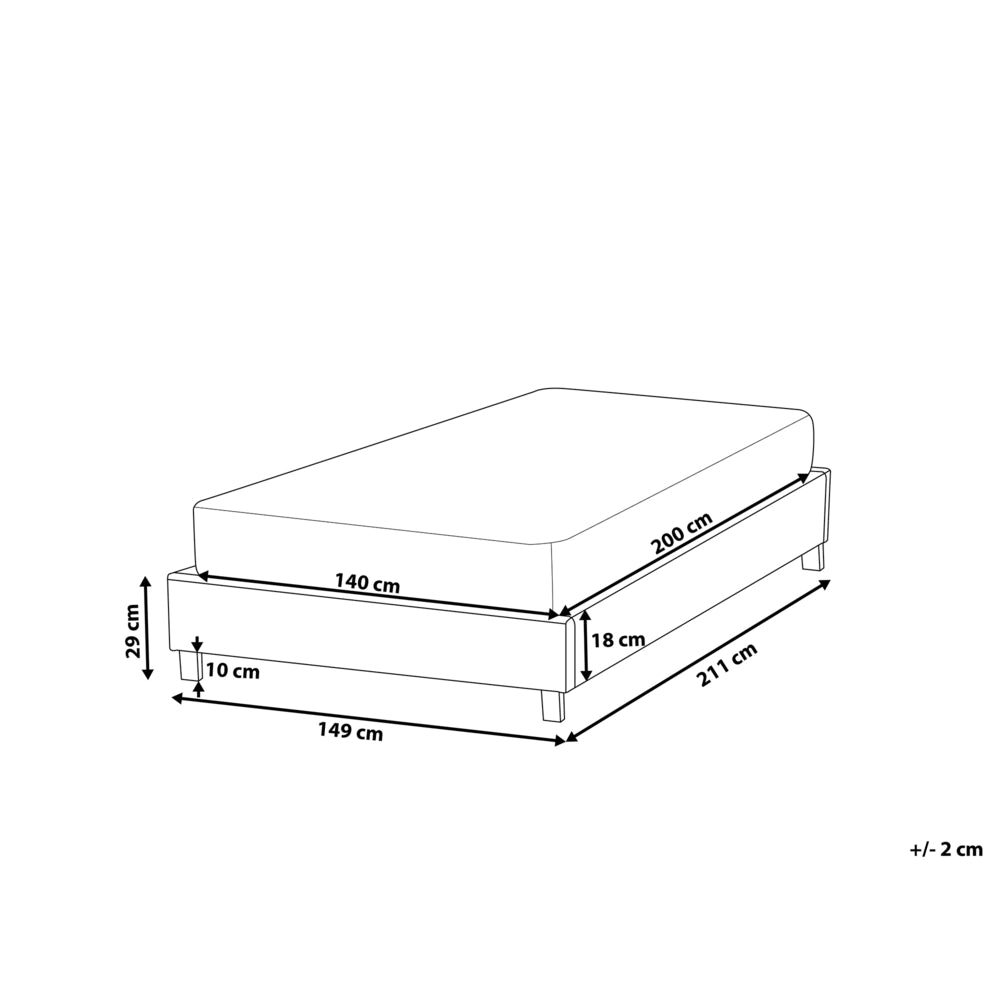 Letto matrimoniale 140 x 200 cm Rete a doghe in tessuto beige senza testiera