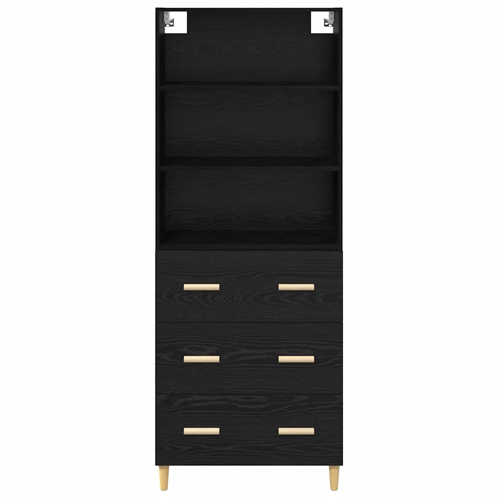 Credenza-Buffet-Armadio da cucina Rovere Nero 69,5 x 34 x 180 cm Legno multistrato 412376
