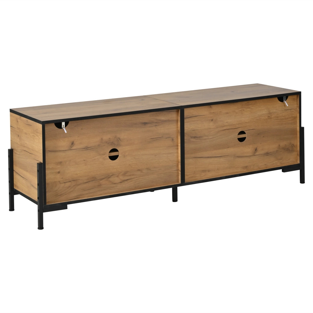 Mobile TV con 4 Ante ¨C MINIMAL ¨C Legno Naturale e Nero, 153x40x50 cm