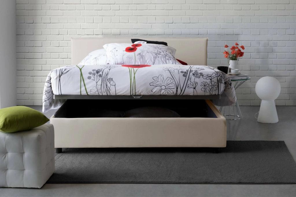 Letto Matrimoniale Anassimene, Letto Matrimoniale Materasso Incluso Made in Italy, Beige