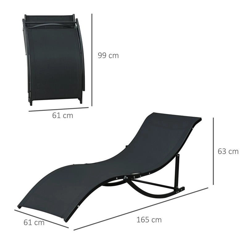 SET 2 SDRAIO DA GIARDINO PIEGHEVOLI 61 X 165 X 63 CM COLORE NERO
