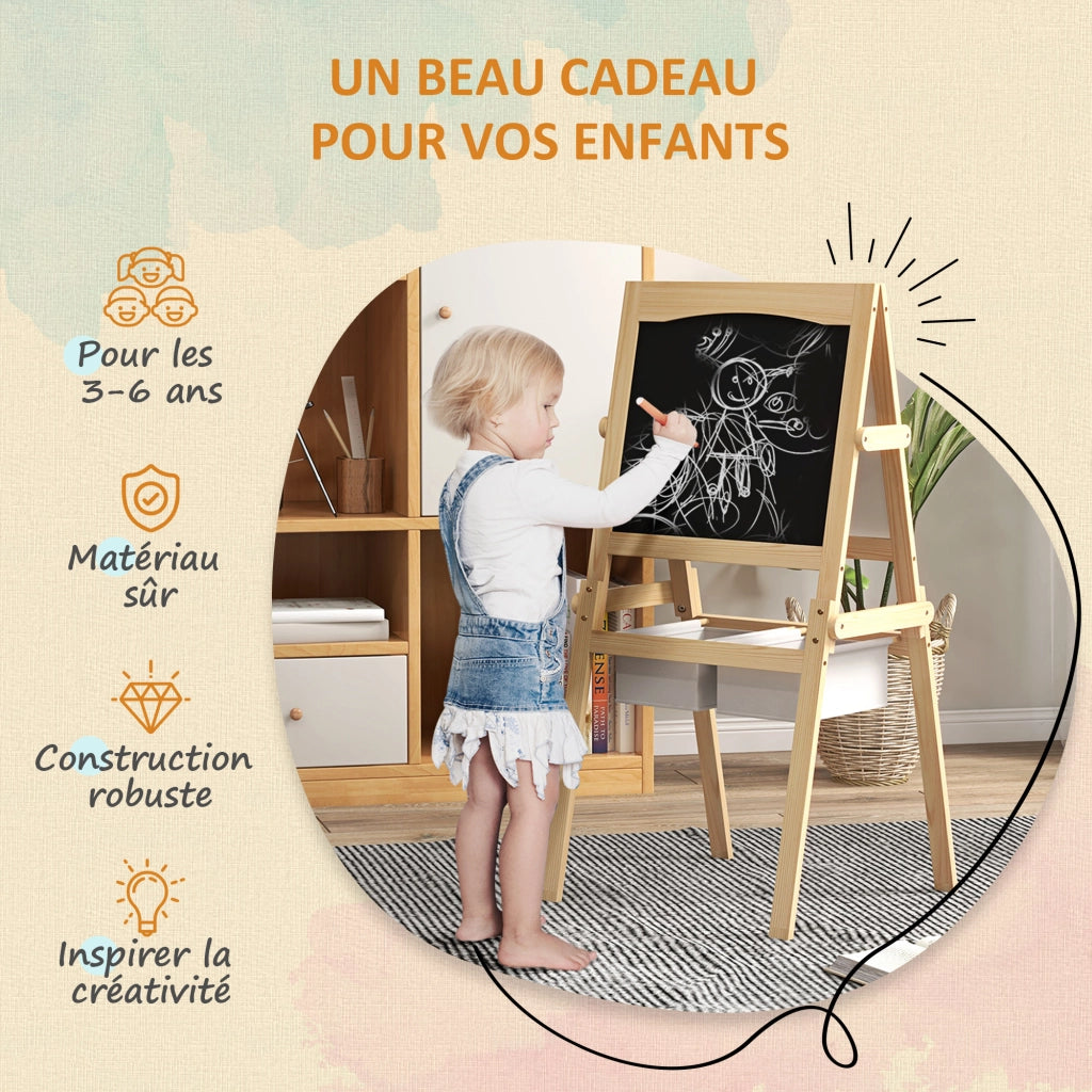 Tavolo da disegno per bambini ¨C zephmum ¨C ardoise e bianco 58x50.5x109 cm