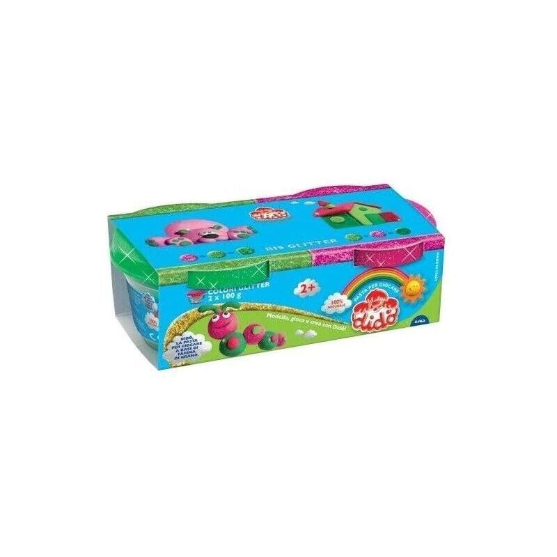 DIDÒ BARATTOLO CON PASTA DA GIOCO BIS GLITTER MAGENTA E VERDE 100 GR