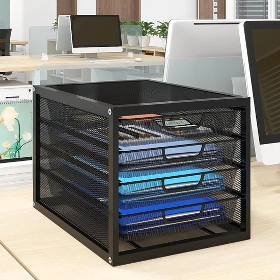 Borsa per lettere in acciaio - 10 livelli - nero - mesh