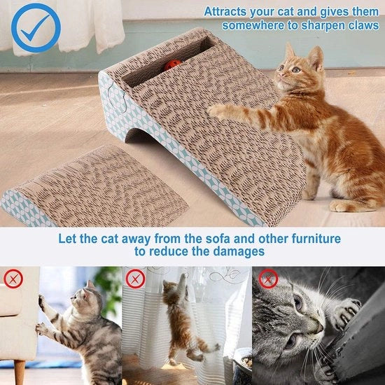 Krabbatore multifunzionale 2 in 1 con pallina e erba da gatto, rimovibile in cartone