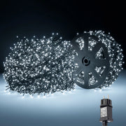 Catena luminosa natalizia con 4000 led luce bianca fredda 100mt di catena 36V cavo verde decorare il Natale spazi esterno interno albero e balconi con 8 giochi