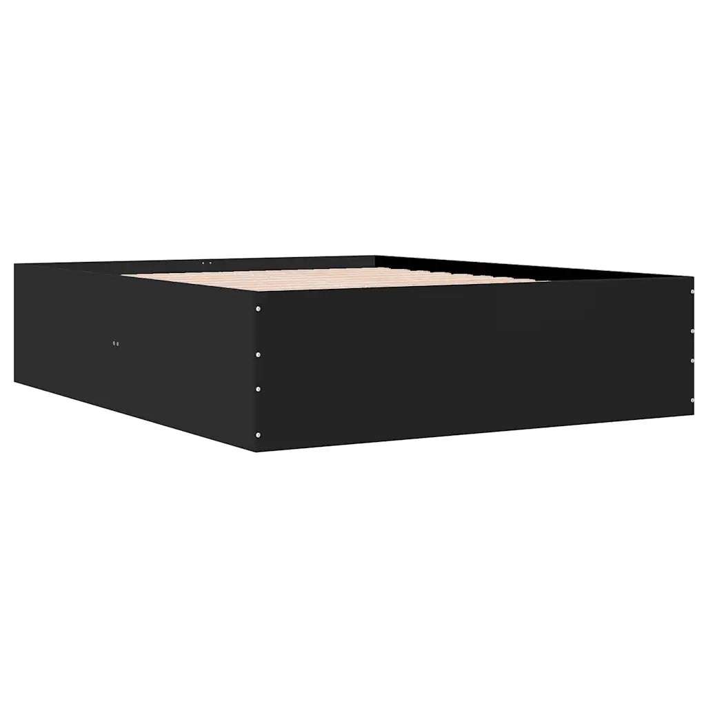 Letto matrimoniale | Letto per adulti | Giroletto Nero 150x200 cm in Legno Multistrato