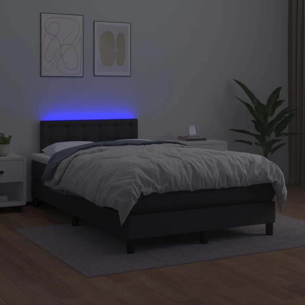 Giroletto a Molle con Materasso e LED Nero 120x200cm Similpelle 3134213