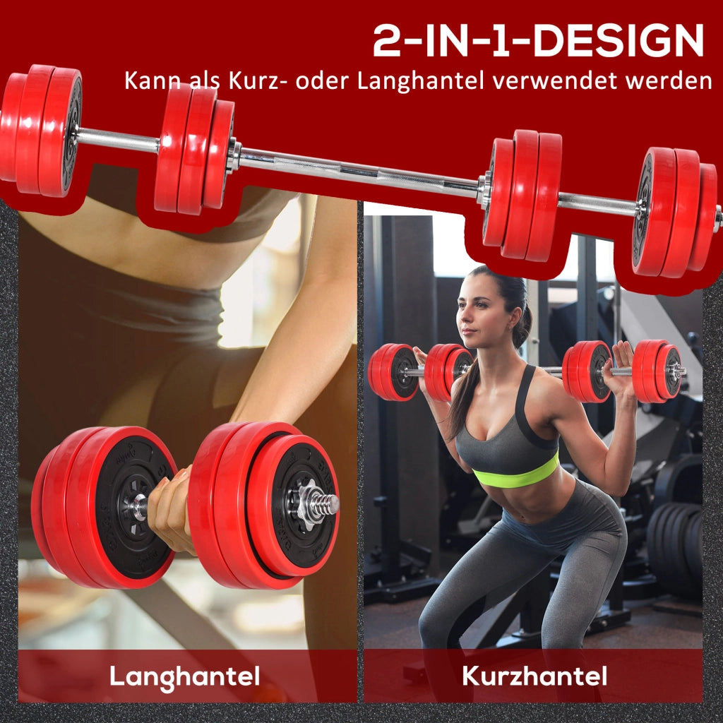 Set di manubri e bilanciere regolabile 30 kg ¨C zephmum ¨C rosso+nero 21,5x21,5x3,8 cm
