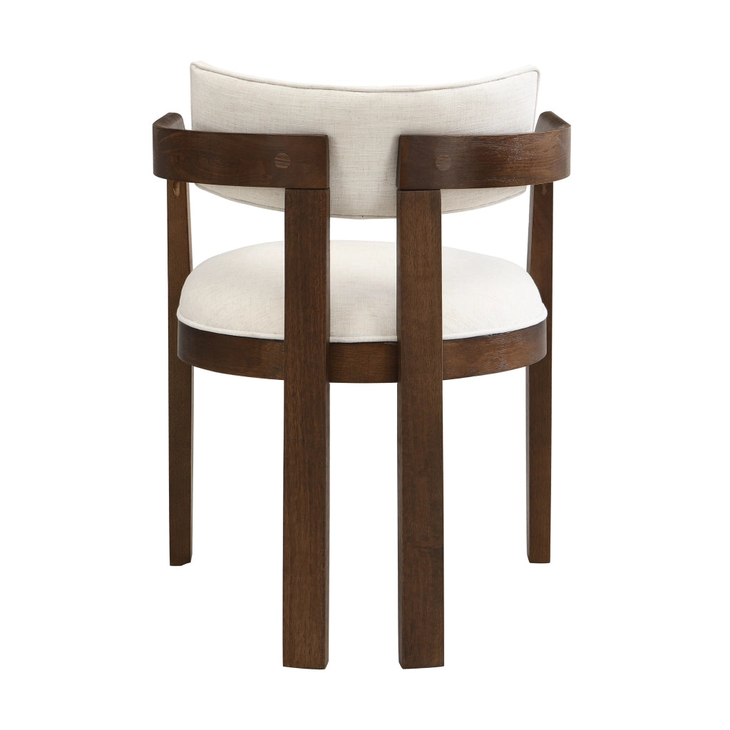 Set da 6 sedie da pranzo in legno massiccio con braccioli, rivestimento in lino, colore noce