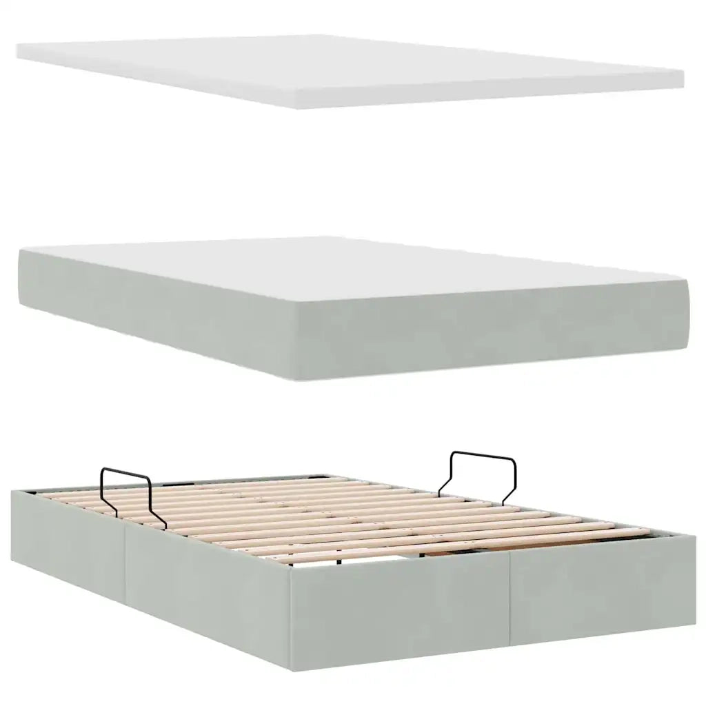 Letto con Contenitore Grigio chiaro 120 x 200 cm Velluto 3370749
