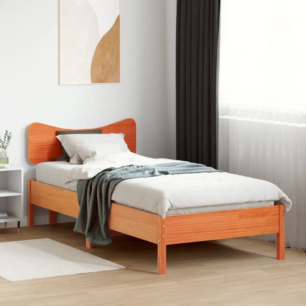 Giroletto senza Materasso-Struttura Letto Marrone Cera 100x200 cm Legno di Pino 862551