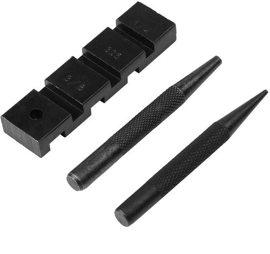 Kit di riparazione per catena - Set di riparazione professionale per catena - Stampa/Supporto - Materiale di alta qualità in acciaio di carbonio - Formato compatto - Adatto per 1/4", 3/8''LP, .325", 3/8" e .404 - Kit di riparazione per catena