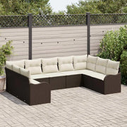 Set Divano da Giardino 9 pcs Marrone e bianco polyrattan 3354527
