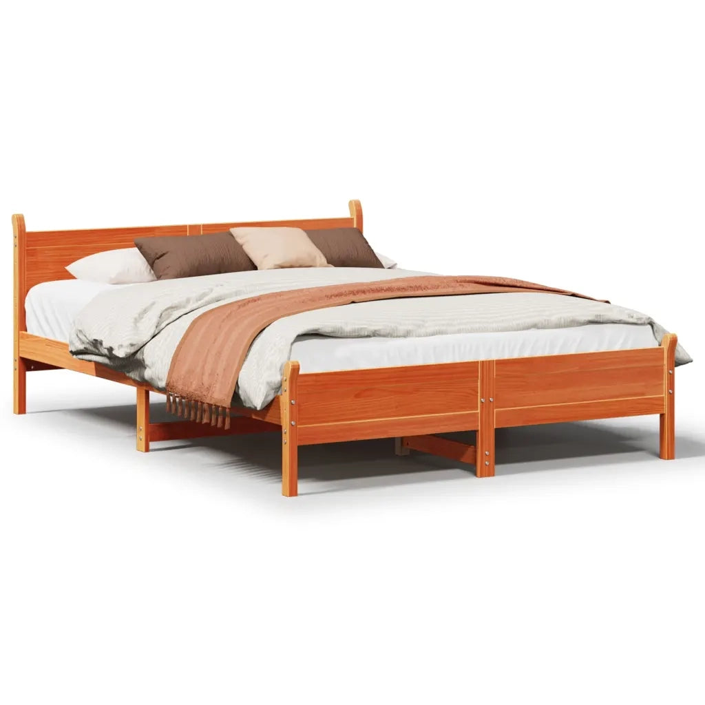 Giroletto senza Materasso-Struttura Letto Marrone Cera 140x200cm Massello Pino 727522
