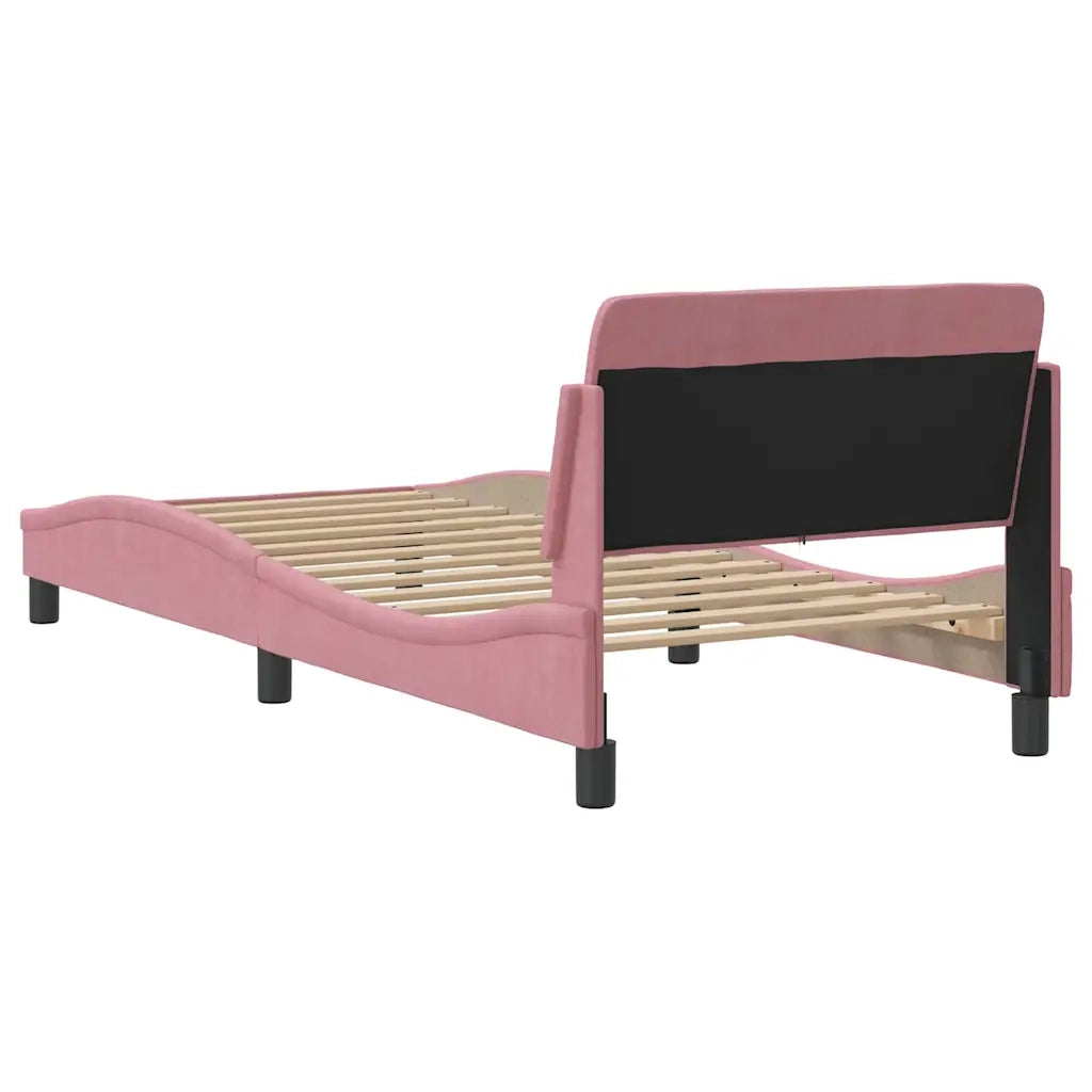Giroletto con Testiera-Struttura Letto con testiera Dover Rosa 90x190 cm Velluto