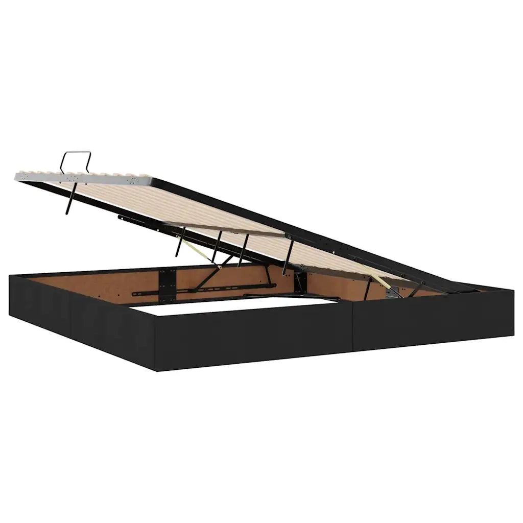 Letto con contenitore e LED con led Nero 200 x 200 cm Tessuto 3371231