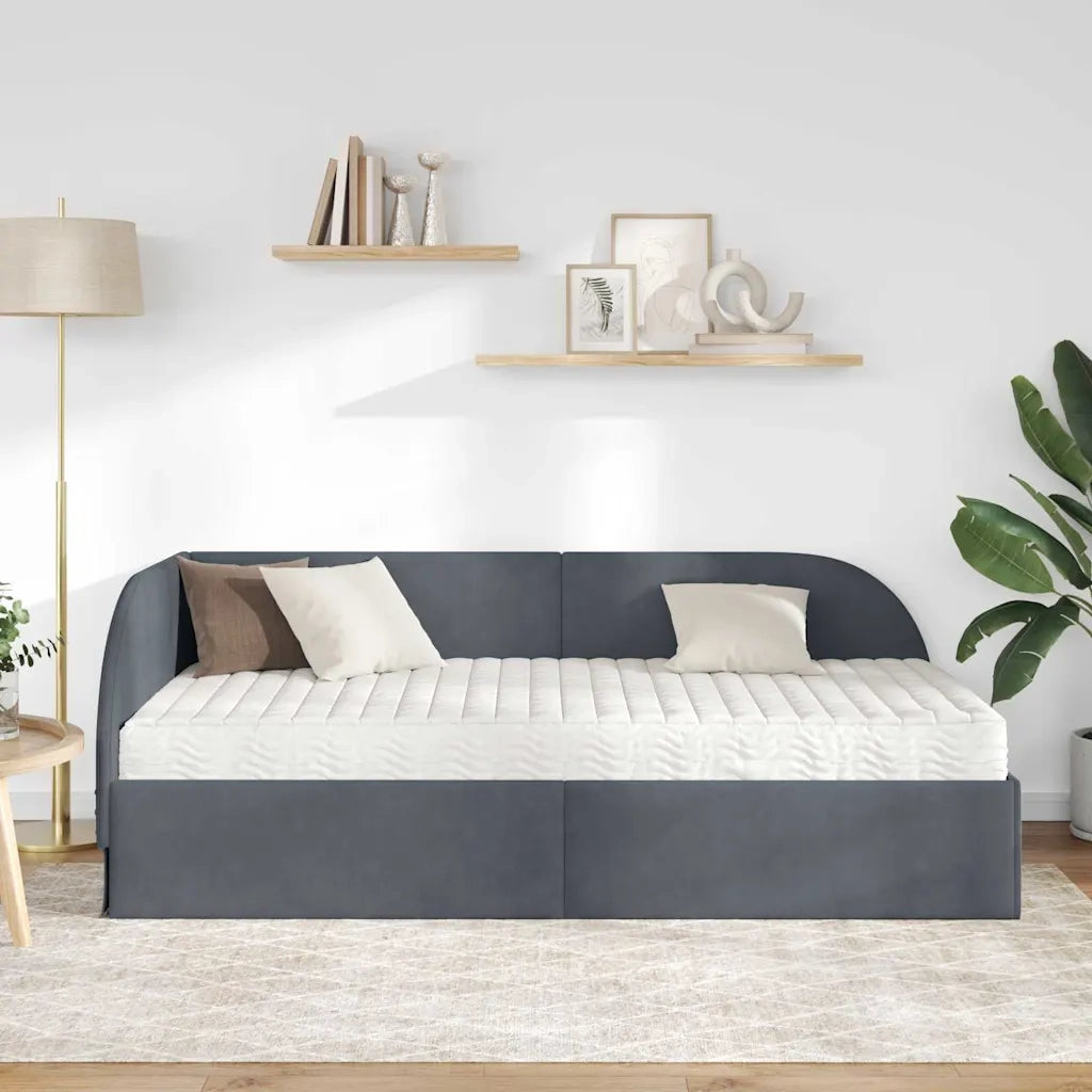 Struttura Letto Angolare con Materasso 2 pcs Grigio Velluto 3394205