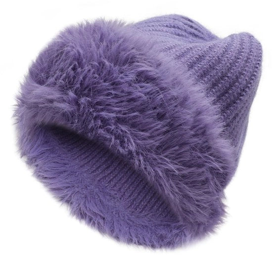 Cappello Caldo a Pelo Finto - Cappello a Maglia - Cappello per Donna - Comodo e di Moda