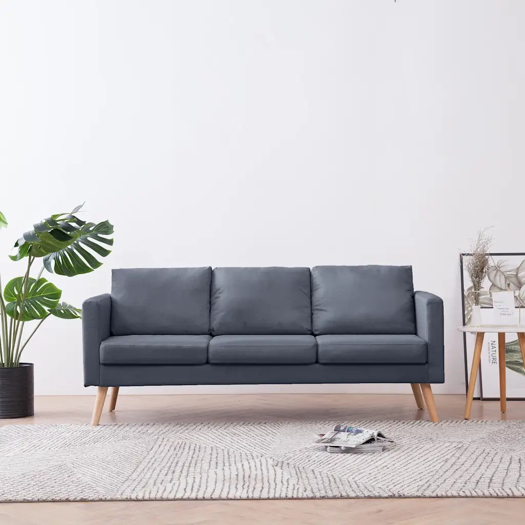 Divano a 3 Posti-Sofa 3 Posti in Tessuto Grigio Scuro 915518
