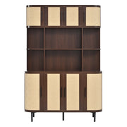 Credenza e madia con 8 ante, frontali a intreccio e piedi in ferro per soggiorno, in MDF noce, 120 × 20 × 180 cm