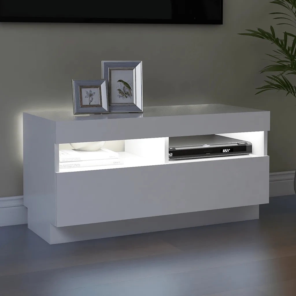 Mobile Porta TV con Luci LED-Credenza TV Bianco 80x35x40 cm