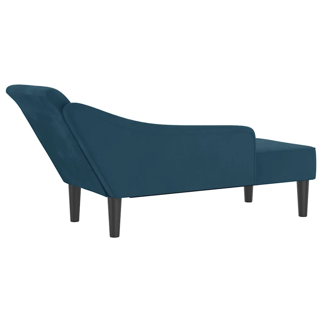Chaise Longue con Cuscini Blu in Velluto 4007587
