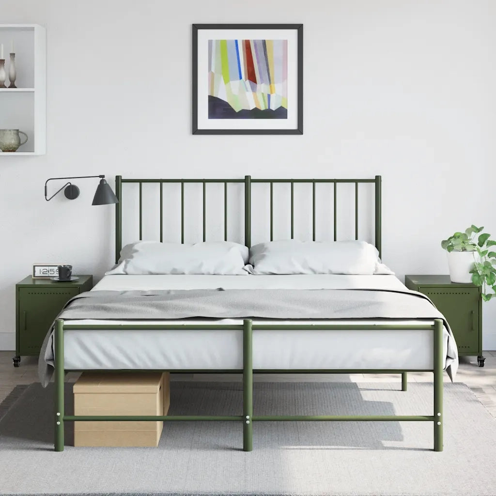 Comodini 2 pz-Set di 2 Tavolino da notte Verde Oliva 36x39x43,5 cm in Acciaio 324375
