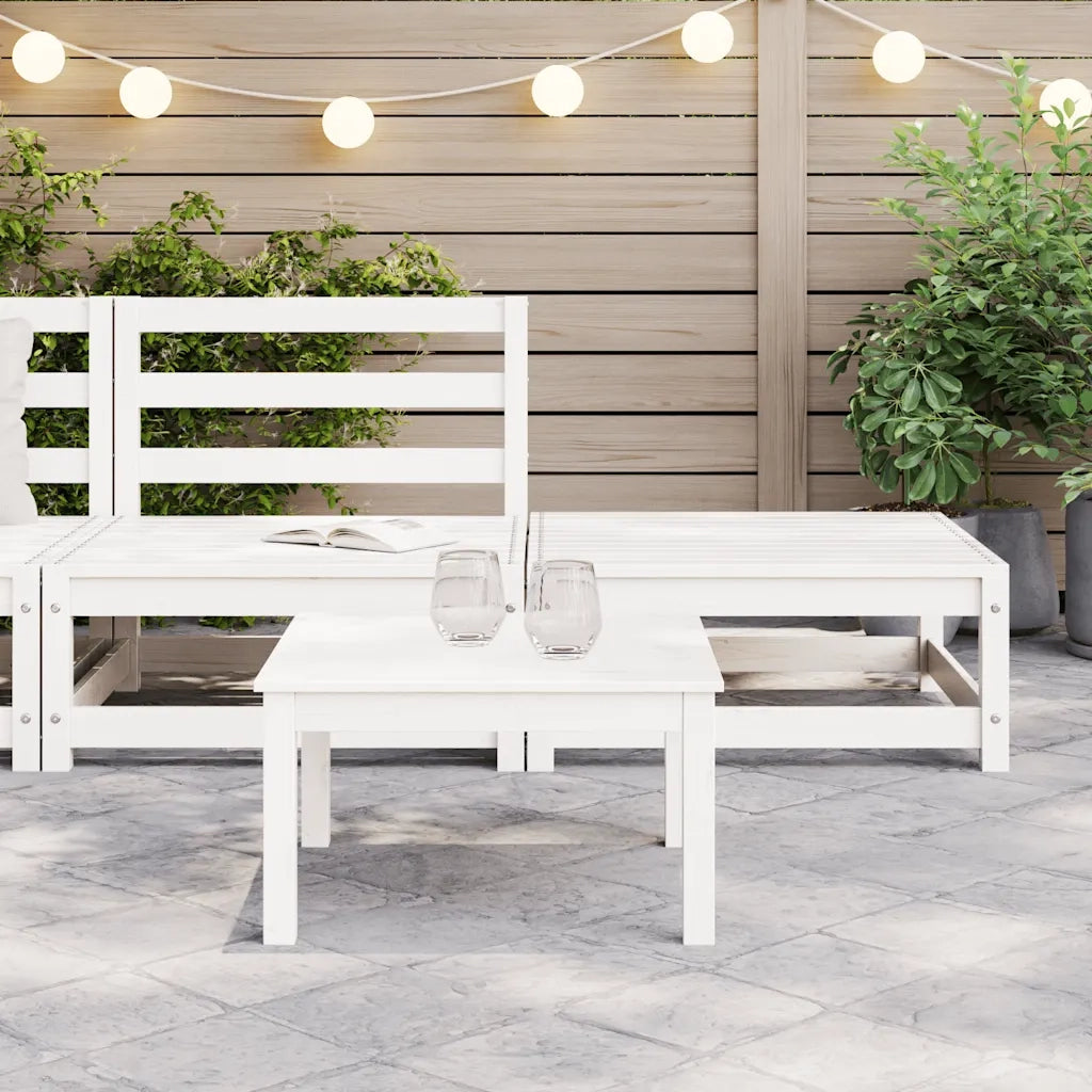 Set Divani da Giardino 2 pz Bianchi in Legno Massello di Pino 805696