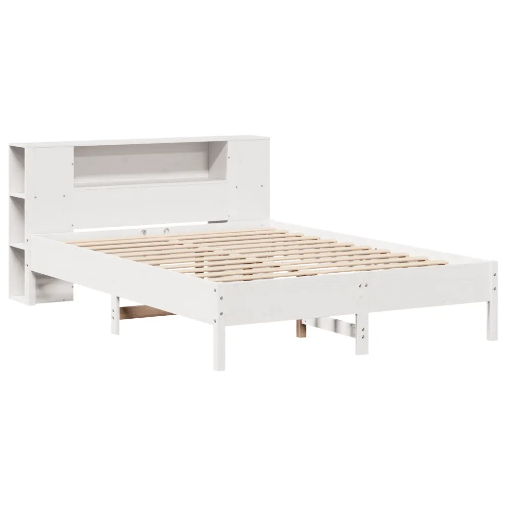 Letto matrimoniale | Letto per adulti | Letto Libreria senza Materasso Bianco 150x200 cm Legno di Pino