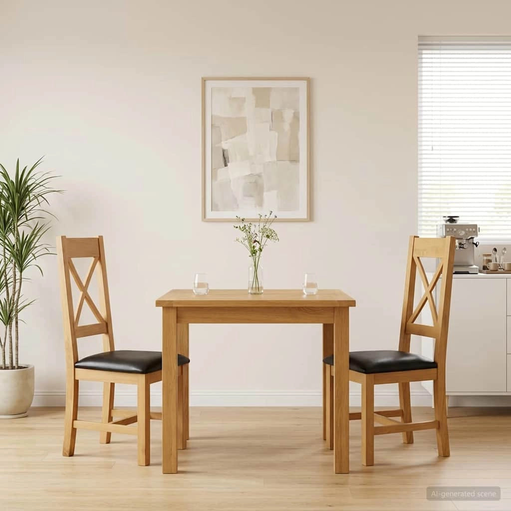 Sedia da pranzo 2 pz Legno di Quercia Massello Nero 42039169