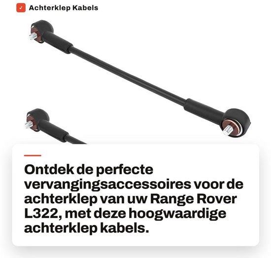Battenti di supporto per portiere posteriori 2 pezzi - Nero - Cavi di portiere posteriori - Compatibile con Range Rover L322 - Materiale in metallo/rubbero - Facile da installare