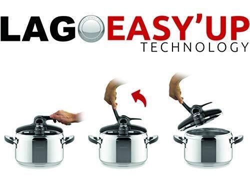Lagostina 012018010505 Preziosa Pentola a Pressione 5 L Acciaio 18-10 con Sistema Lagoeasy'up e 6 Sistemi di Sicurezza colore Acciaio
