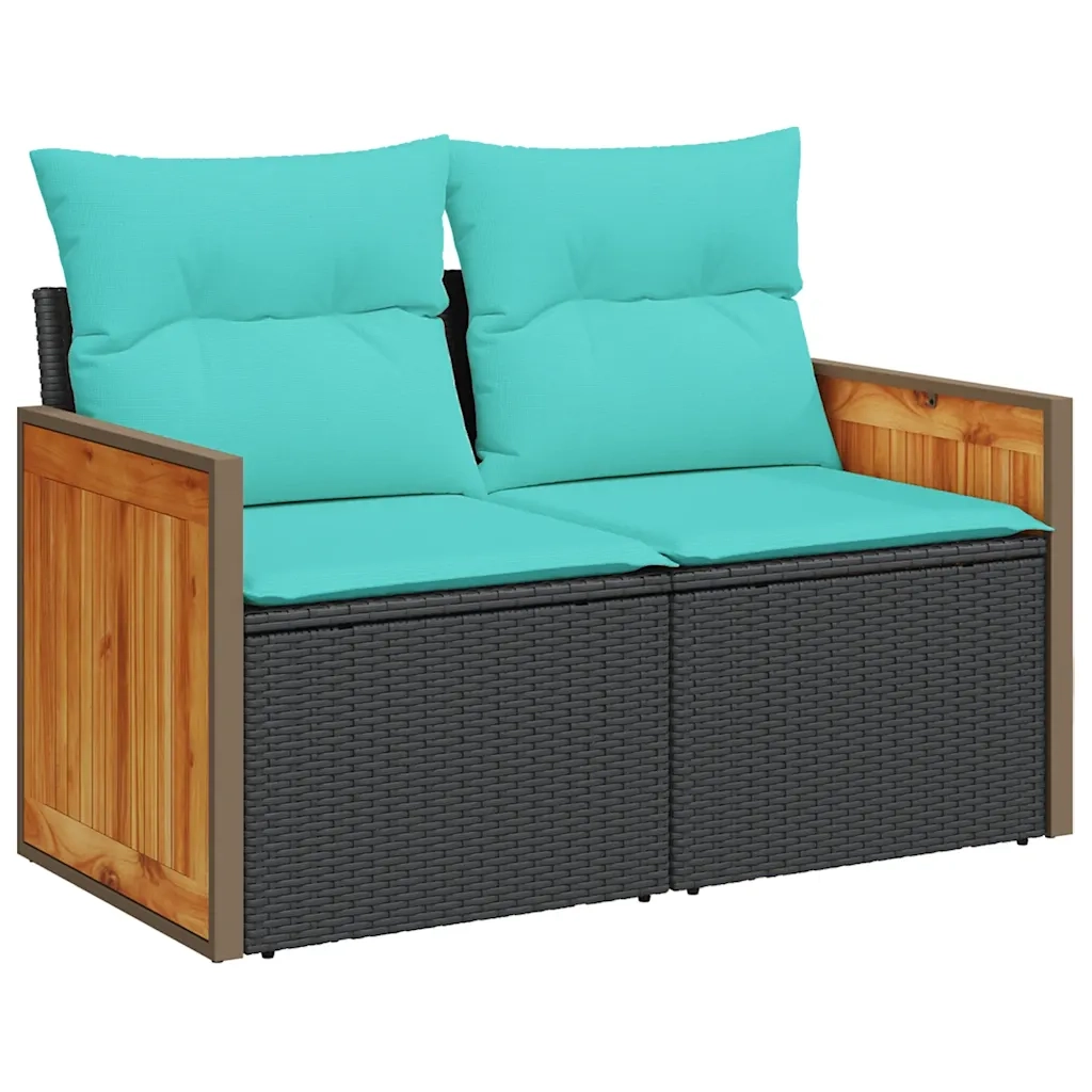 Set Divani da Giardino con Cuscini 7pz Nero Polyrattan 3326033