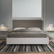 Letto matrimoniale con rete 160x190 bianco frassino testata similpelle cappuccino Level