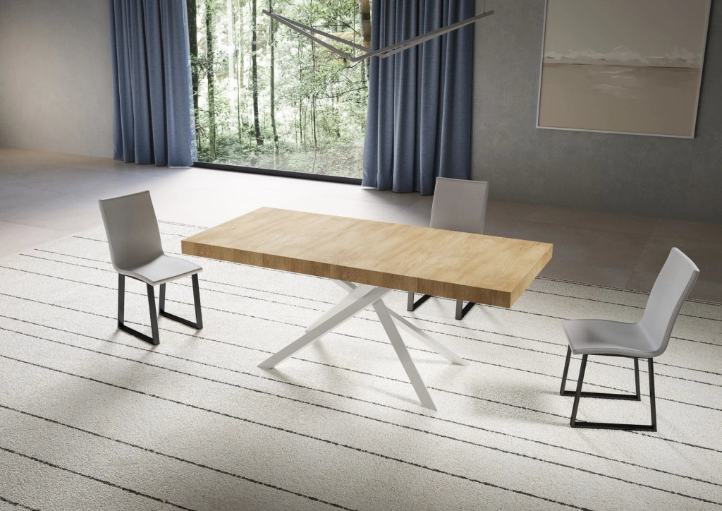 Tavolo allungabile 200/460x90 cm Niket quercia natura gambe bianche