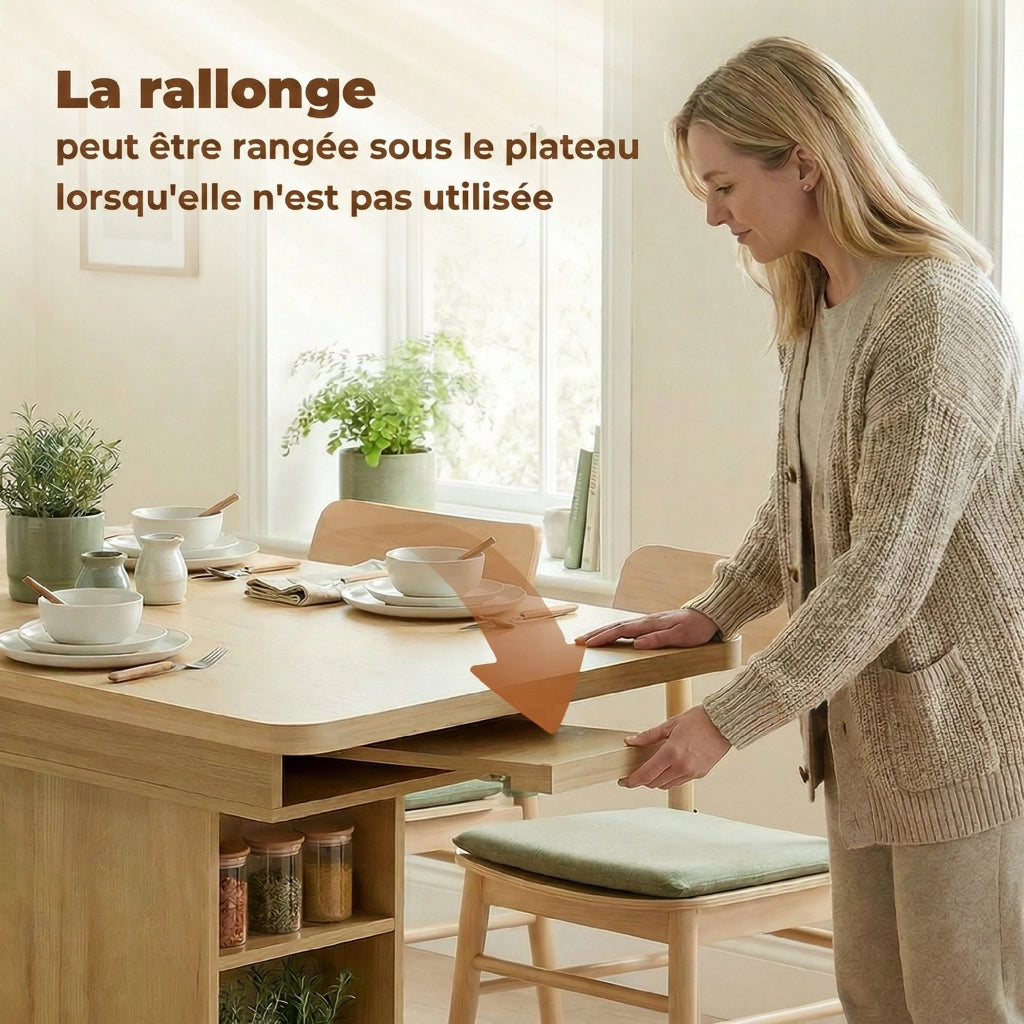 Tavolo da pranzo allungabile ¨C Xylo ¨C 110-130cm legno naturale con 6 mensole