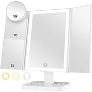 Trade Shop - Specchio Trucco Con Ingranditore 10x 3x 2x Illuminazione A 3 Colori 72 Led Touch -