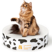 Krabmat Ronde 2-in-1 Dubbelzijdig per Gatto - Giocattolo per Gatti, Mobili per Gatti, Cartone Ruvido, Cuscino per Gatti Reciclabile, Fatto di Cartone di Qualità, Tenuto Gatti Occupati e Salutari - Bianco