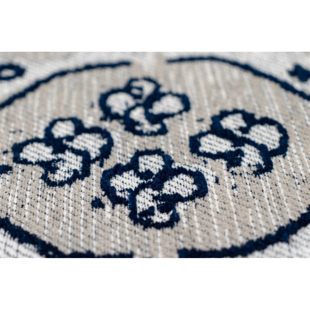 Tappeto Jacquard River 110 in cotone grigio e nero
