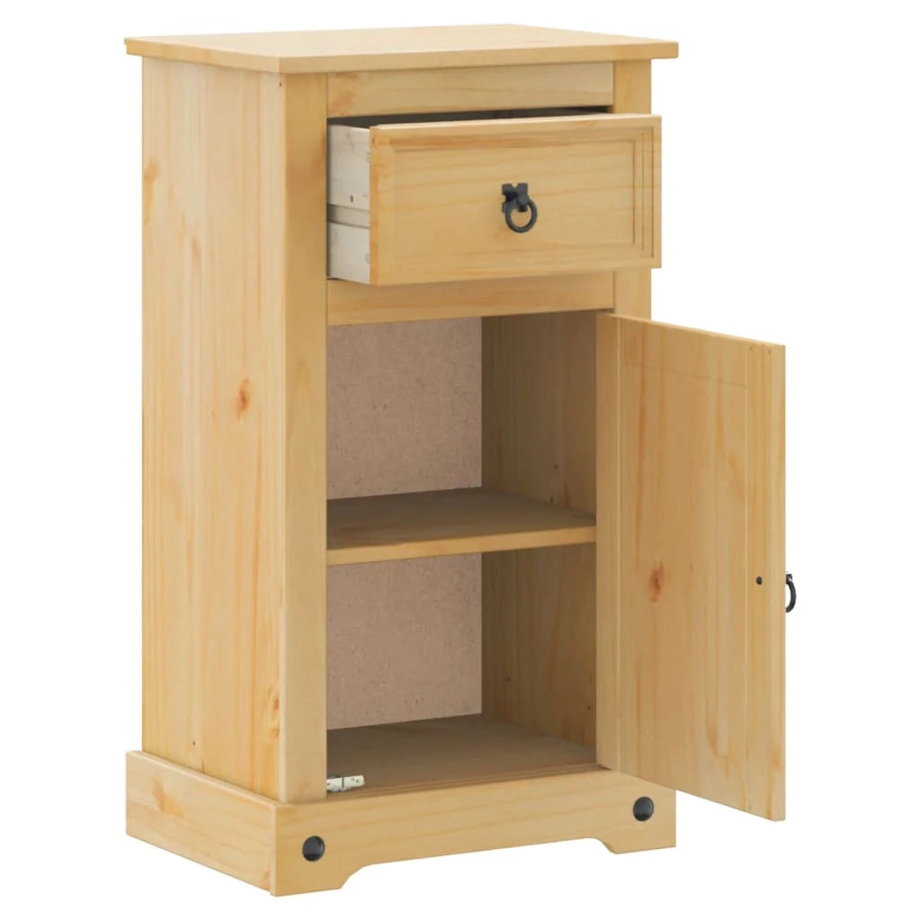 Mobiletto rustico da bagno con cassetto e anta 45 x 33 x 80 cm legno massello di pino finitura miele 02_0057600